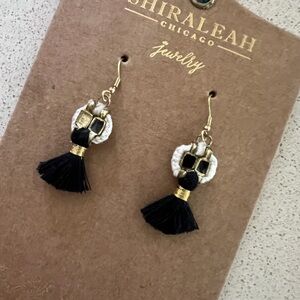 Shiraleah Black and White Tassel Earrings